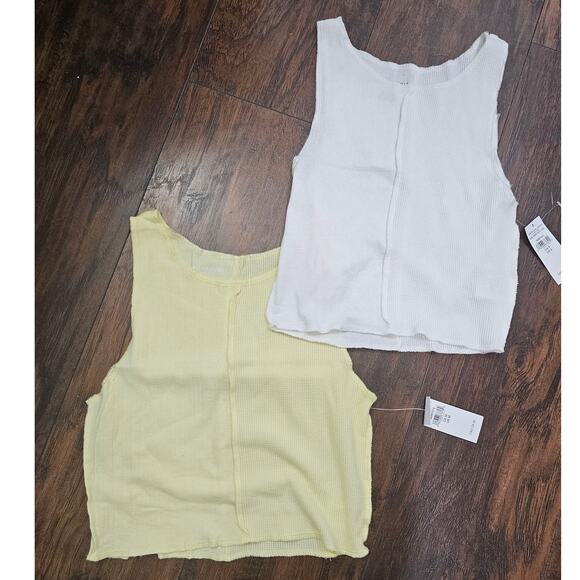 NEW AMERICAN EAGLE crop tops bundle Size Small Yellow White - Picture 1 of 2